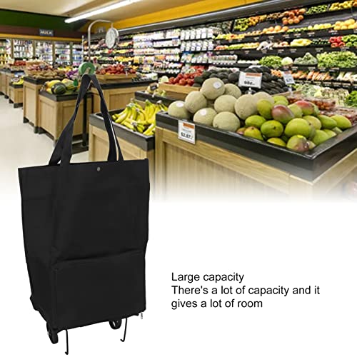 Eujgoov Foldable Shopping Cart, Wheeled Shopping Bag Fabric Multifunctional Storage Bag for Groceries (Black), Eujgoovoa4pw3x0ve-12