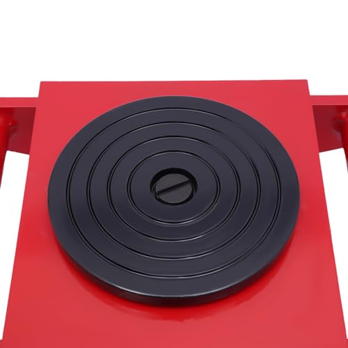 Machinery Skate Dolly, 13200LBS/6T Heavy Duty Carbon Steel Machinery Moving Skate with 4 PU Wheels and 360°Rotation Non-Slip Cap for Heavy Duty Industrial Moving Equipment (Red)