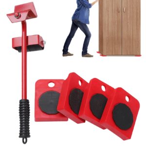 Generic Adjustable Furniture Lifter | Portable Furniture Lifter | Furniture Lifting Tool | Furniture Move Roller Tools with 4 Wheels for Easily Redesign and Rearrange Living Space, five piece set