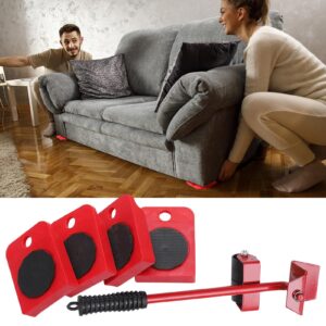 Generic Adjustable Furniture Lifter | Portable Furniture Lifter | Furniture Lifting Tool | Furniture Move Roller Tools with 4 Wheels for Easily Redesign and Rearrange Living Space, five piece set