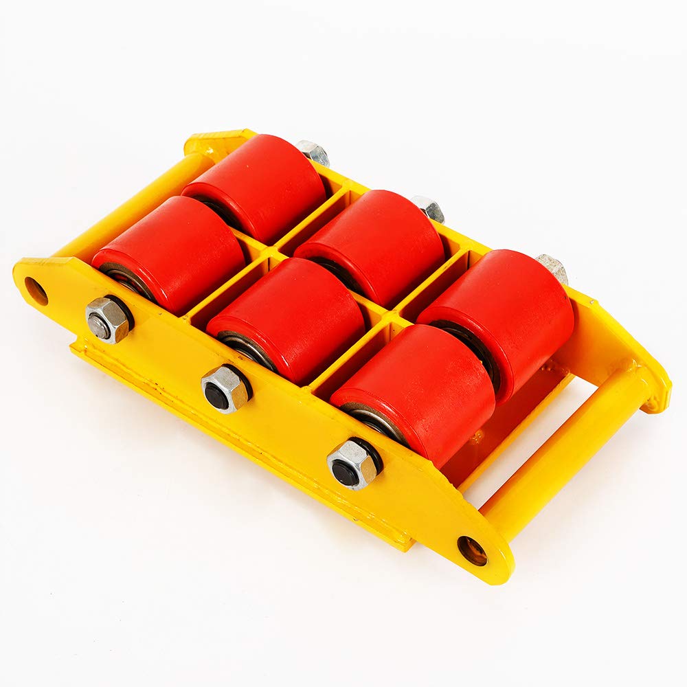 Industrial Machinery Mover,8T/17600lbs Heavy Duty Machine Dolly Skate for Storage Moving Equipment,Machinery Roller Mover Cargo Trolley with 360°Rotation Cap and 6 PU Anti-Slip Rollers (Yellow)