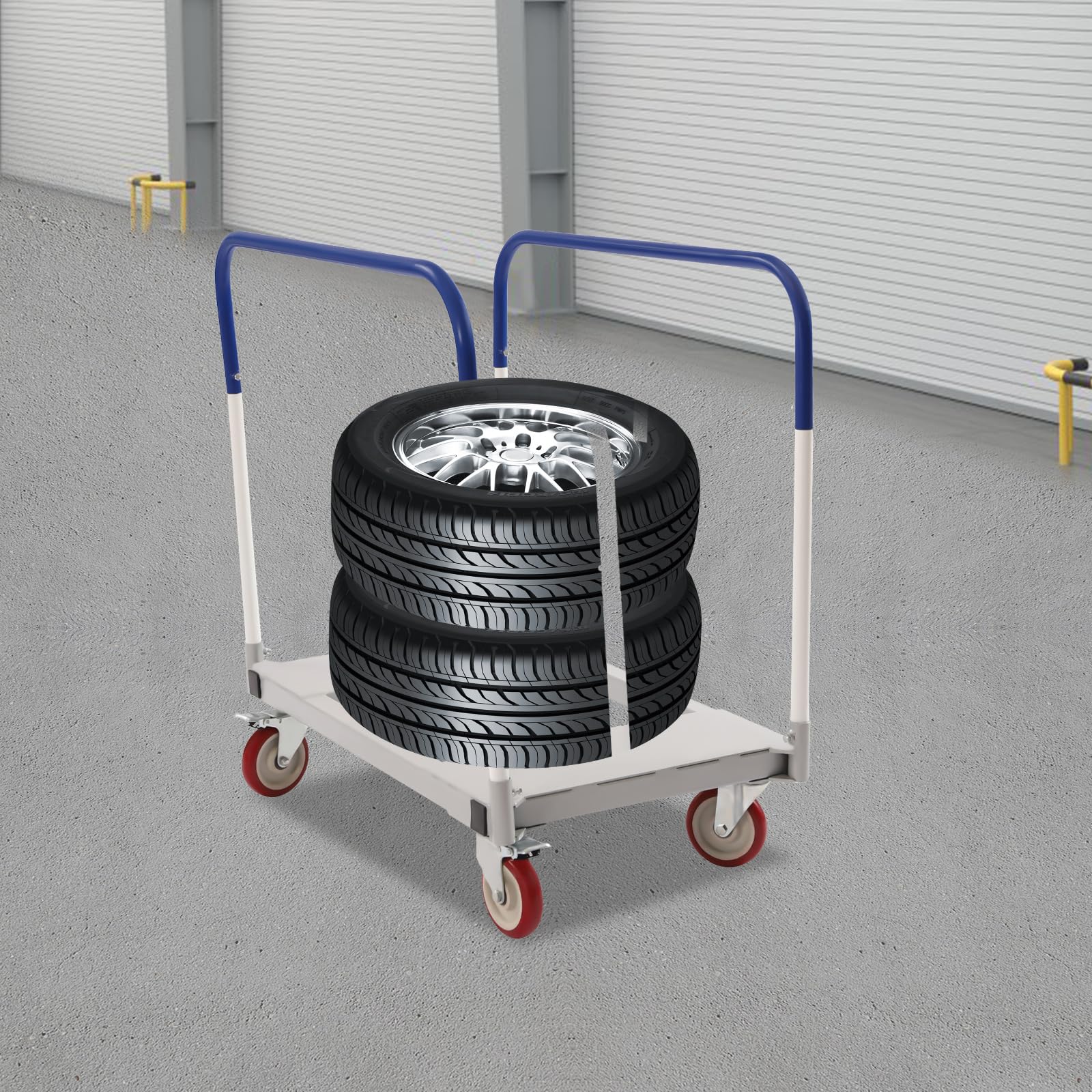 CUBELLIN 1500LBS Panel Cart Dolly Heavy Duty Trolley Cart with 5 Inch Casters Detachable Steel Cart Dolly Industrial Push Trolley for Warehouse Garage