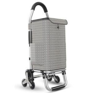 PIPRE Shopping carts Folding Grocery Cart 3 Wheels Heavy Duty Shopping Hand Truck Made for Condos Apartments,40 inch Handle Height, 22" x 12" x 40", Checkerboard Motif