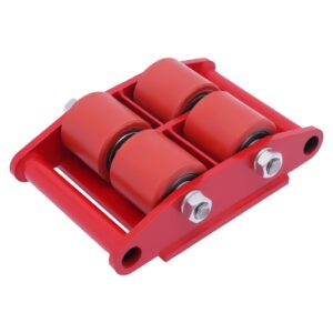 CNCEST Heavy Duty Machinery Mover, 6T 13200lb Machinery Skate Dolly, Warehousing 360° Roller Mover Cargo Trolley Tool, Industrial Machinery Mover Roller Dolly Skate (Red)