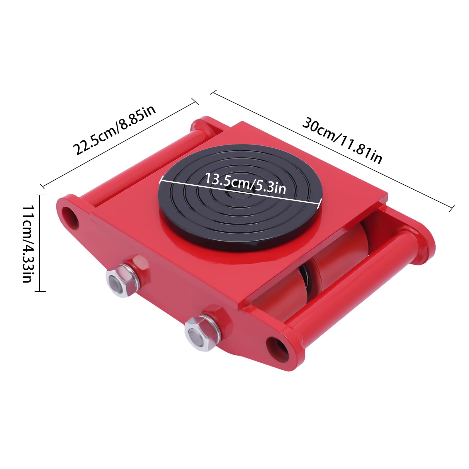 CNCEST Heavy Duty Machinery Mover, 6T 13200lb Machinery Skate Dolly, Warehousing 360° Roller Mover Cargo Trolley Tool, Industrial Machinery Mover Roller Dolly Skate (Red)