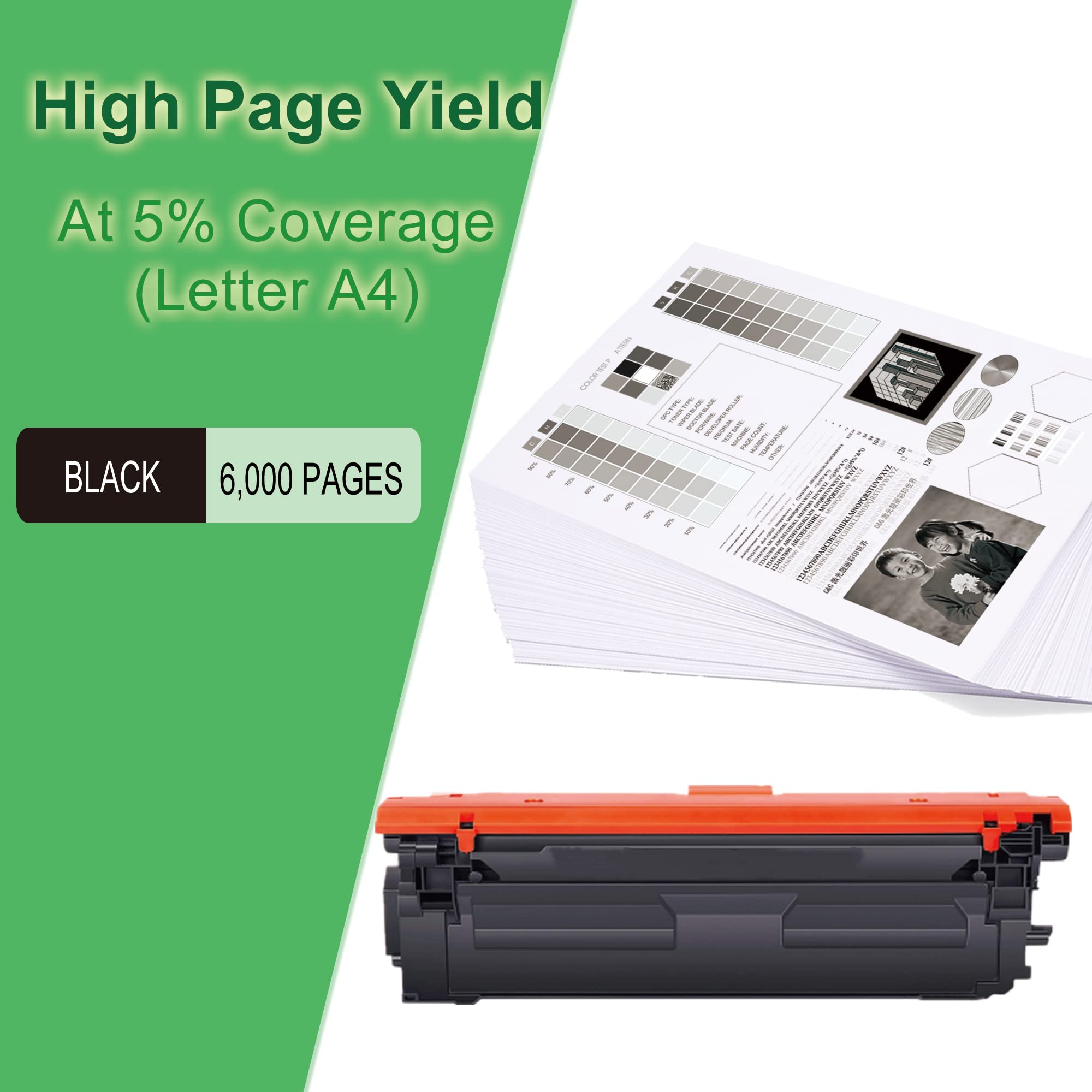 508A Black Toner Cartridge CF360A Replacement for Laser Enterprise M552, M553, Color Laser Enterprise MFP M577 Series