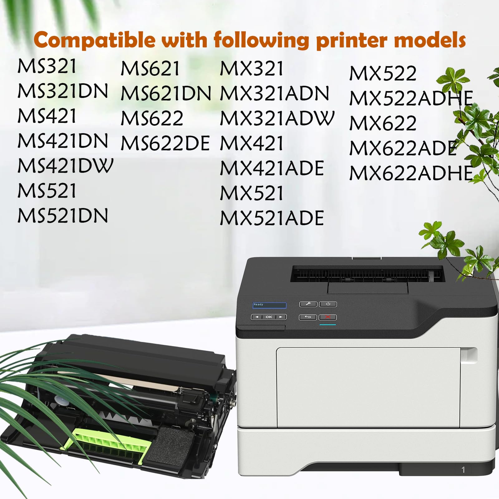 MS321 Drum Unit Remanufactured 56F0Z00 Imaging Unit Compatible with Lexmark MS321dn MS421dn MS421dw MS521dn MS621dn MS622de MX321adn MX321adw MX421ade MX521de MX521ade MX522adh Printer(1-Pack)