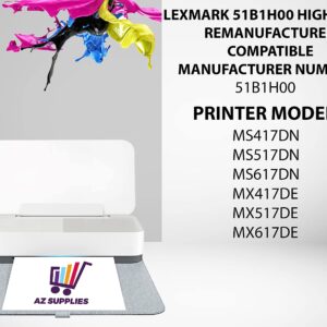 AZ SUPPLIES Compatible Toner Cartridge Replacement for Lexmark 51B1H00 HIGH Yield REMANUFACTURED MS417DN MS517DN MS617DN MX417DE MX517DE MX617DE Black 5 Packs