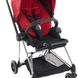 Cybex Mios 2 Complete Stroller, One-Hand Compact Fold, Reversible Seat, Smooth Ride All-Wheel Suspension, Extra Storage, Adjustable Leg rest, True Red Seat with Chrome/Black Frame