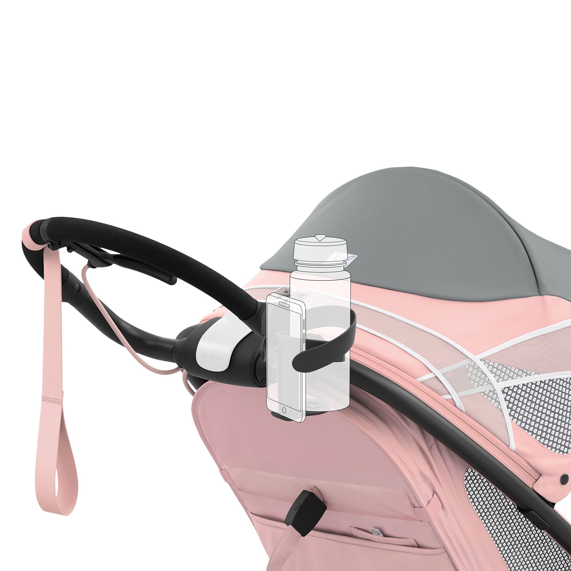 CYBEX AVI/ZENO 2-in-1 Cup Holder Accessory, Stroller Cup Holder with Phone Holder, Adjustable for Optimal Viewing, Compatible with CYBEX AVI Jogging Stroller & ZENO Multisport Baby Trailer