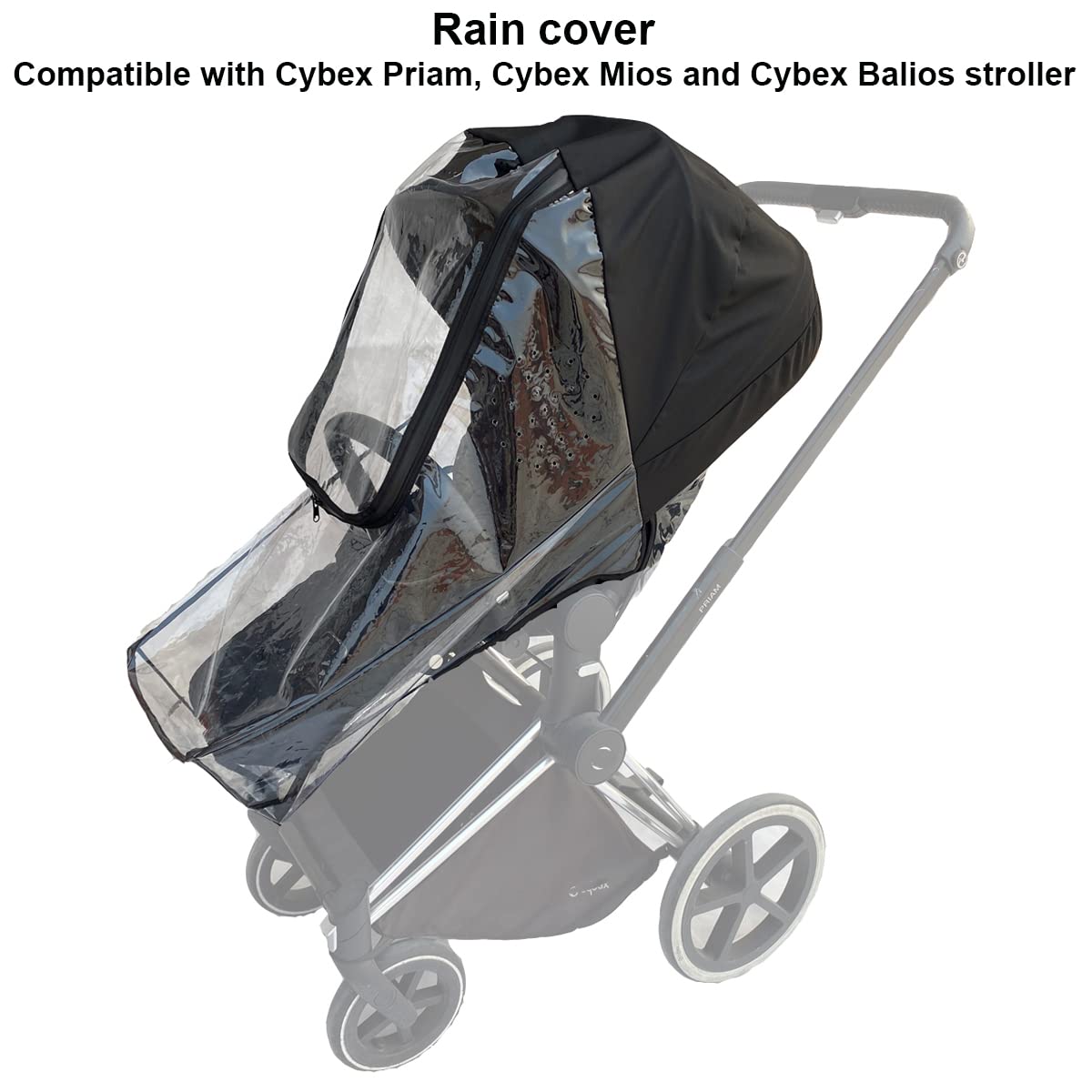 Stroller Rain Cover Compatible with Cybex Priam & Mios & Balios Baby Cart, Stroller Accessory Wind Cover, Transparent EVA Weather Shield with Big Window