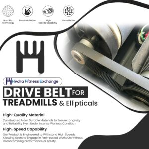 H.F Exchange Motor Drive Belt 32” L, 8 Ribs Micro v Belt Poly V Transmission Belt - High Strength Rubber Good Tension Replacement P/N BD-18917 for Treadmill Work with Cybex CX 445T LCX 425T