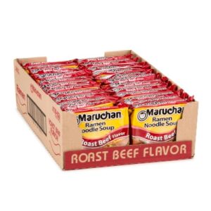 maruchan ramen roast beef, instant ramen noodles, ready to eat meals, 3 oz, 24 count