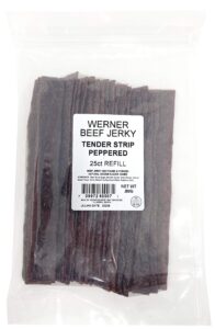 werner tender strips peppered beef jerky - pack of 25 jerky strips - made in the usa