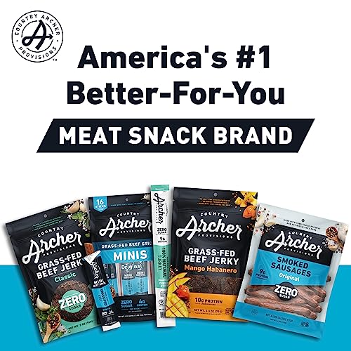 Original Mini Jerky Beef Sticks by Country Archer, 100% Grass-Fed, Gluten Free, High Protein Snacks, 5 Ounce, 36 Count