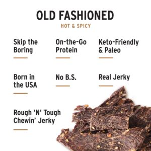 People's Choice Beef Jerky - Old Fashioned - Hot & Spicy - Healthy, Sugar Free, Zero Carb, Gluten Free, Keto Friendly, High Protein Meat Snack - Dry Texture - 1 Pound, 16 oz - 1 Bag