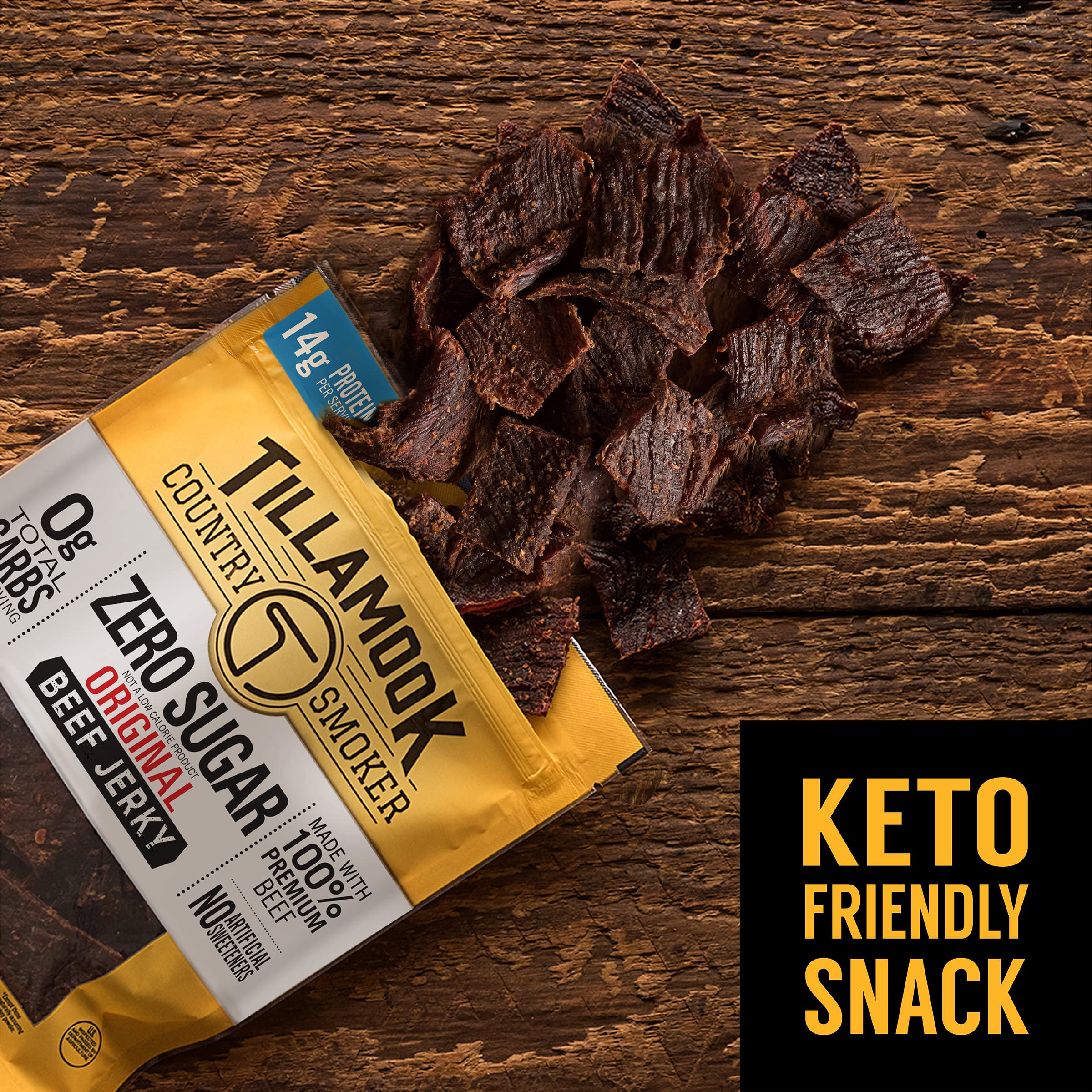 Tillamook Country Smoker Zero Sugar Original Keto Friendly Beef Jerky, 6.5 Ounce (Pack of 2)