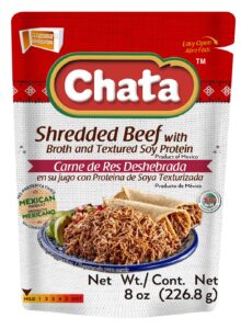 chata shredded beef pouch, practical & savory shredded beef, ready-to-eat, no preservatives, 8 oz (pack of 1)