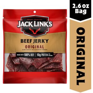 Jack Link's Beef Jerky, Original Flavor, 2.6 Oz - Flavorful Meat Snack, 10g Of Protein And 80 Calories, Made With 100% Beef - No Added MSG Or Nitrates/Nitrites