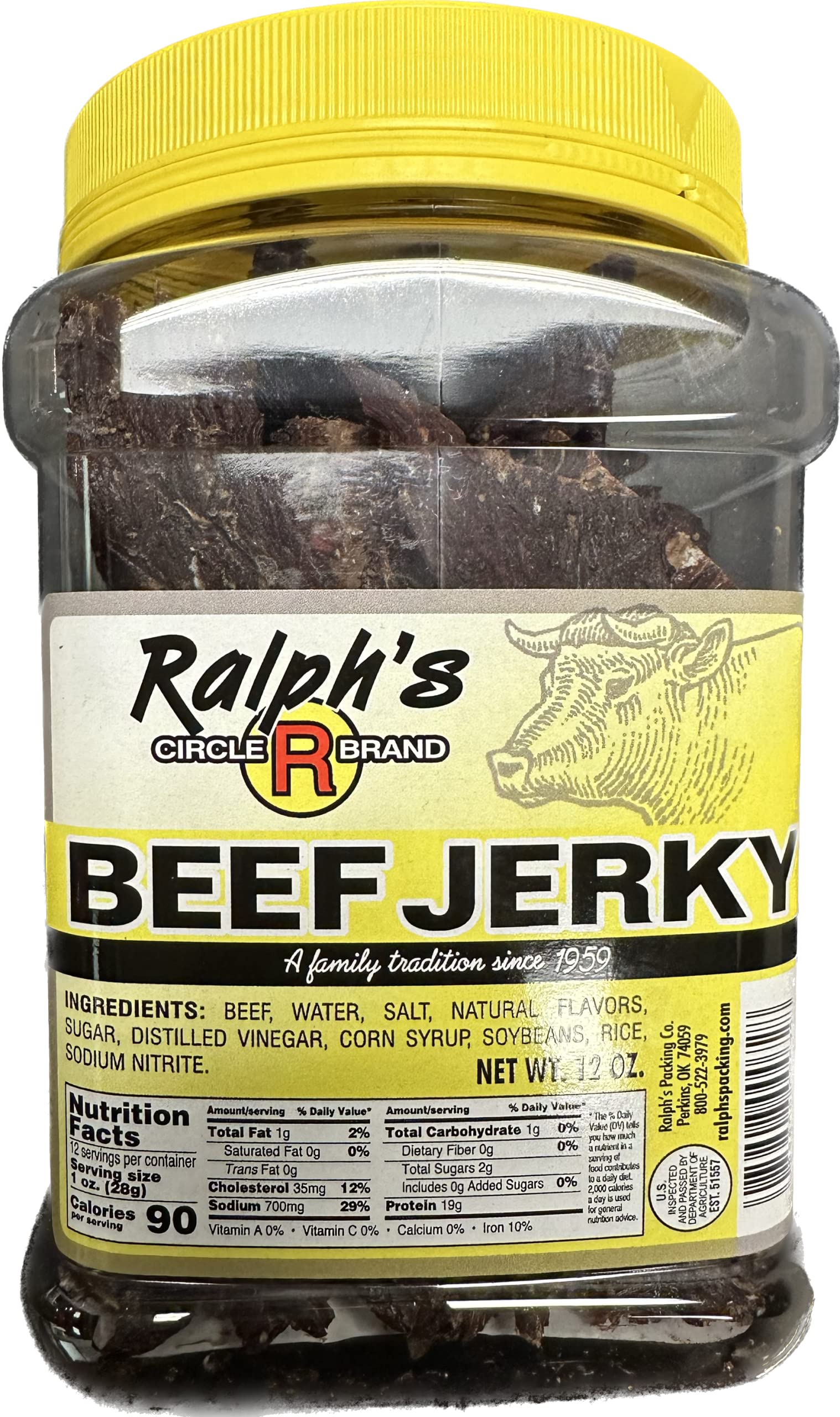 Ralph’s Beef Jerky 12oz Jar Dry Thin Crunchy Jerky Real Beef Jerky Award Winning