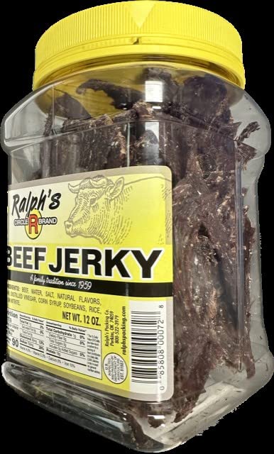 Ralph’s Beef Jerky 12oz Jar Dry Thin Crunchy Jerky Real Beef Jerky Award Winning