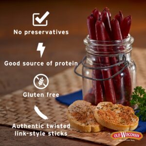 Old Wisconsin Natural Cut Beef Sausage Snack Sticks, Naturally Smoked, Ready to Eat, High Protein, Low Carb, Keto, Gluten Free, No Preservatives or Nitrates, 6 Ounce