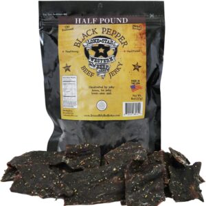 lone star black pepper beef jerky - 8 oz resealable bag - classic handcrafted flavor - made in the usa