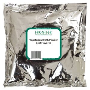 Frontier Co-op No Beef Broth Powder, 1-Pound Bulk Bag, Vegetarian Beef Broth, Soup Base, Gravy, Hot Drink, Kosher