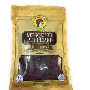 Buc-ees Texas Hill Country Brand Mesquite Peppered Beef Jerky in Resealable Bag (One Bag, 10 Ounces)