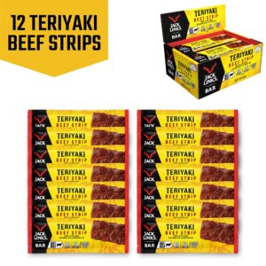 Jack Link's Jerky Bars, Teriyaki - 8g of Protein and 80 Calories, Made with Premium Beef, No added MSG - Keto Friendly and Gluten Free Snacks (Pack of 12)