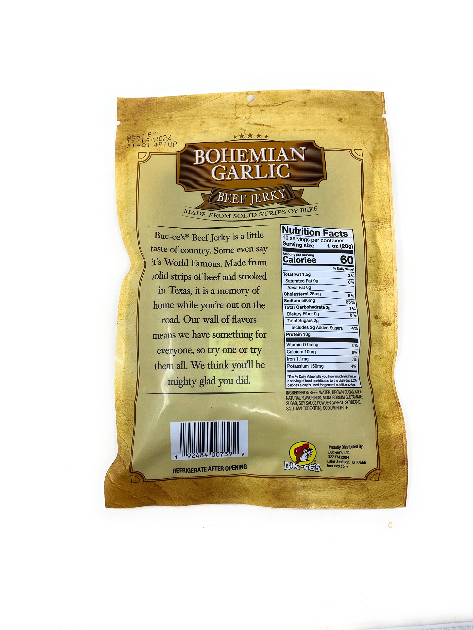 Buc-ee's Bohemian Garlic Beef Jerky 10oz - 1 bag