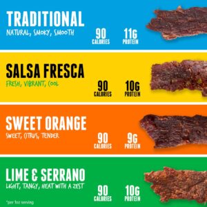 Baja Beef Jerky Snack Pack - Jerky Variety Pack, Beef Jerky Gifts for Men, Beef Jerky Sampler, Craft Jerky, Beef Jerky Assortment, Gluten Free Jerky, High Protein Jerky - 2.5 Oz Bags (Pack of 4)