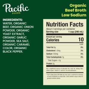 Pacific Foods Low Sodium Organic Beef Broth, 32 oz Carton (12 Pack)