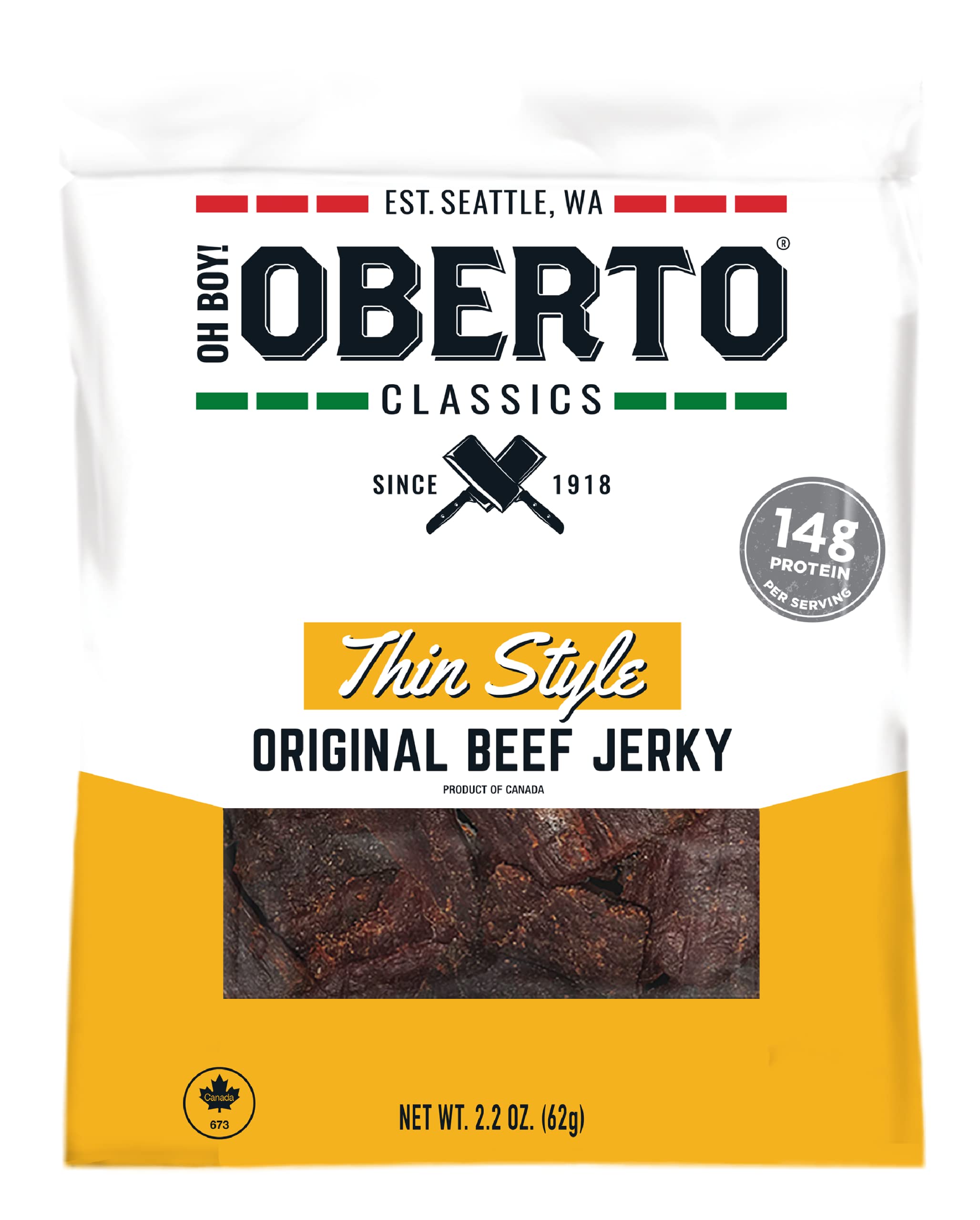 Oh Boy! Oberto Classics Thin Style Original Beef Jerky, 2.2 Ounce (Pack of 8)