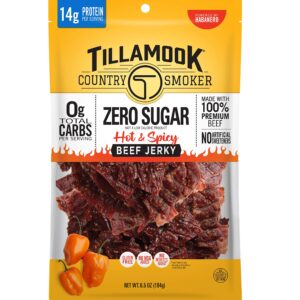 Tillamook Country Smoker Keto Friendly Zero Sugar Beef Jerky, Hot & Spicy, 6.5 Ounce