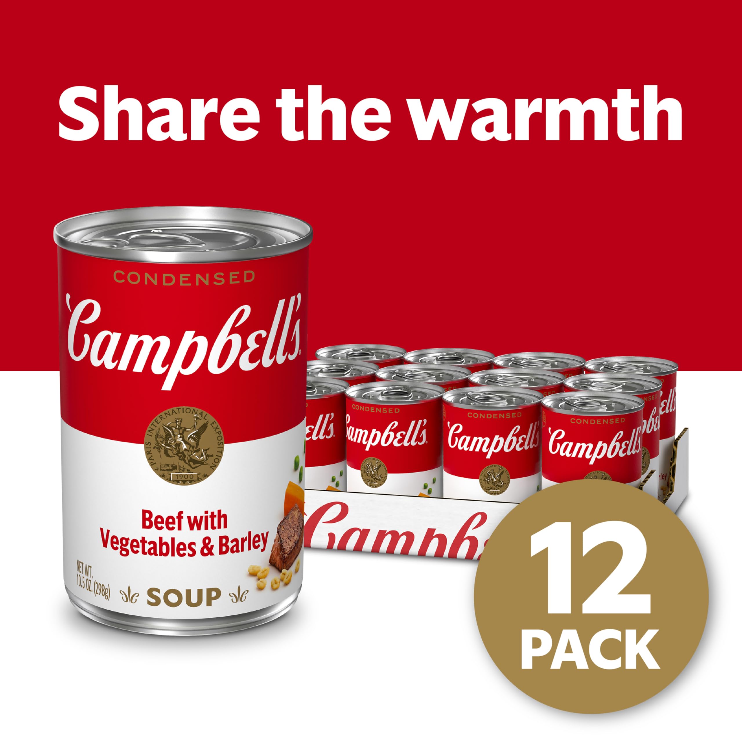 Campbell's Condensed Beef Soup With Vegetables and Barley, 10.5 oz Can (12 Pack)