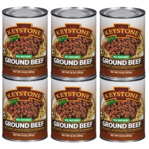 keystone all natural ground beef 14 ounce long term emergency survival food canned meat | fully cooked ready to eat | gluten free family pack of 6