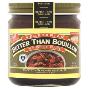 Better Than Bouillon Vegetarian No Beef Base, Made with Seasoned Vegetables, Certified Vegan, Makes 9.5 Quarts of Broth, 38 Servings, 8-Ounce Jar (Pack of 2)