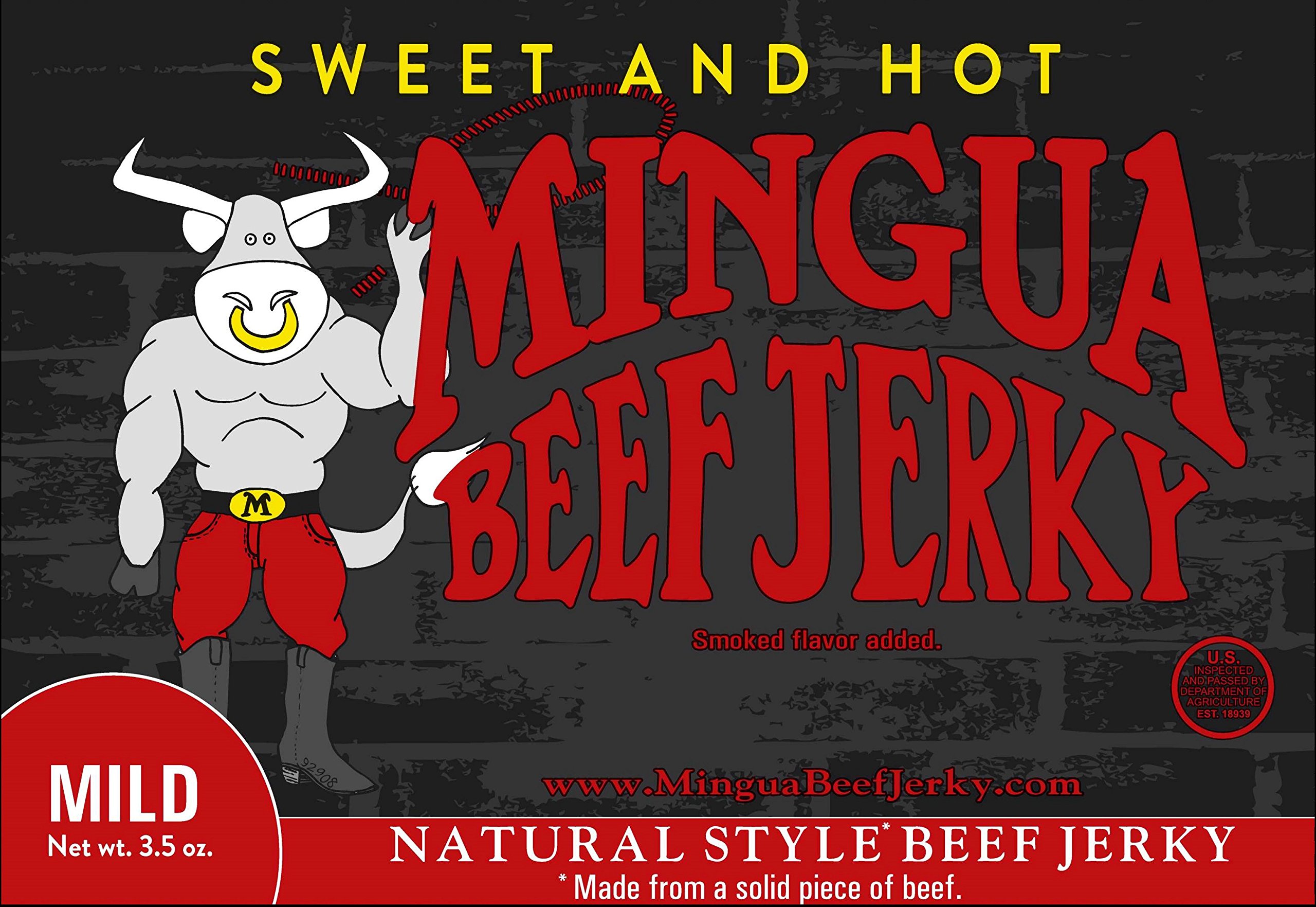 Mingua Beef Jerky Sweet and Hot Beef Jerky 4 Pack (4-3.5oz Packages * 14oz total)