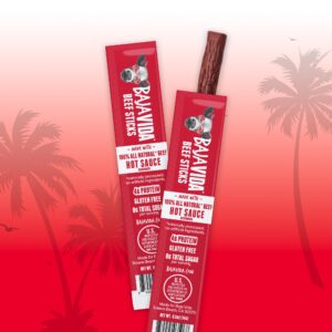 Baja Jerky All Natural Beef Sticks - Traditional, Street Taco, & Hot Sauce, Gluten Free, Protein Packed, Made in the USA - Variety, (Pack of 12)