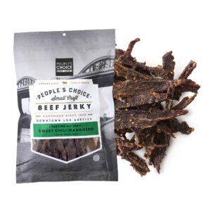 People's Choice Beef Jerky - Tasting Kitchen Small Batch - Sweet Chili Habanero - Camping Food, Backpacking Snacks, Road Trip Snacks - High Protein Low Sodium Healthy Snacks - 1 Pound, 16 oz - 1 Bag