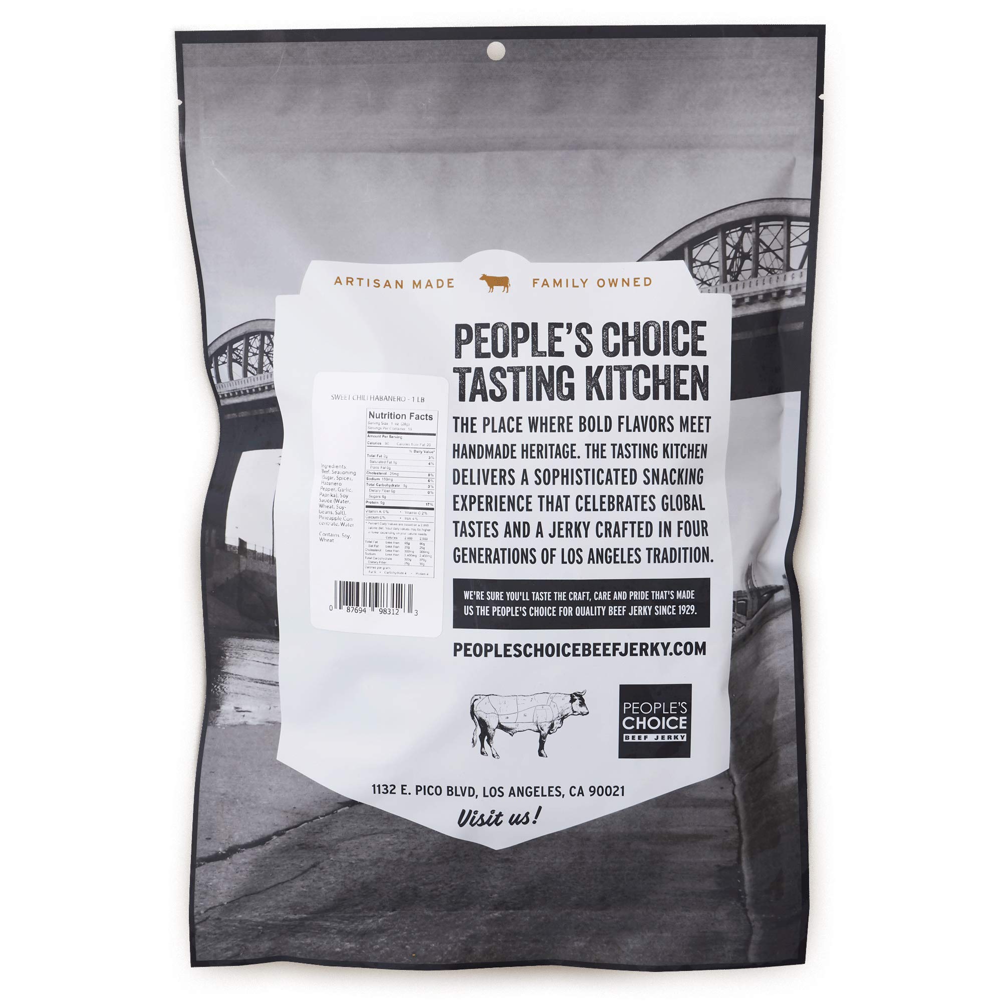 People's Choice Beef Jerky - Tasting Kitchen Small Batch - Sweet Chili Habanero - Camping Food, Backpacking Snacks, Road Trip Snacks - High Protein Low Sodium Healthy Snacks - 1 Pound, 16 oz - 1 Bag