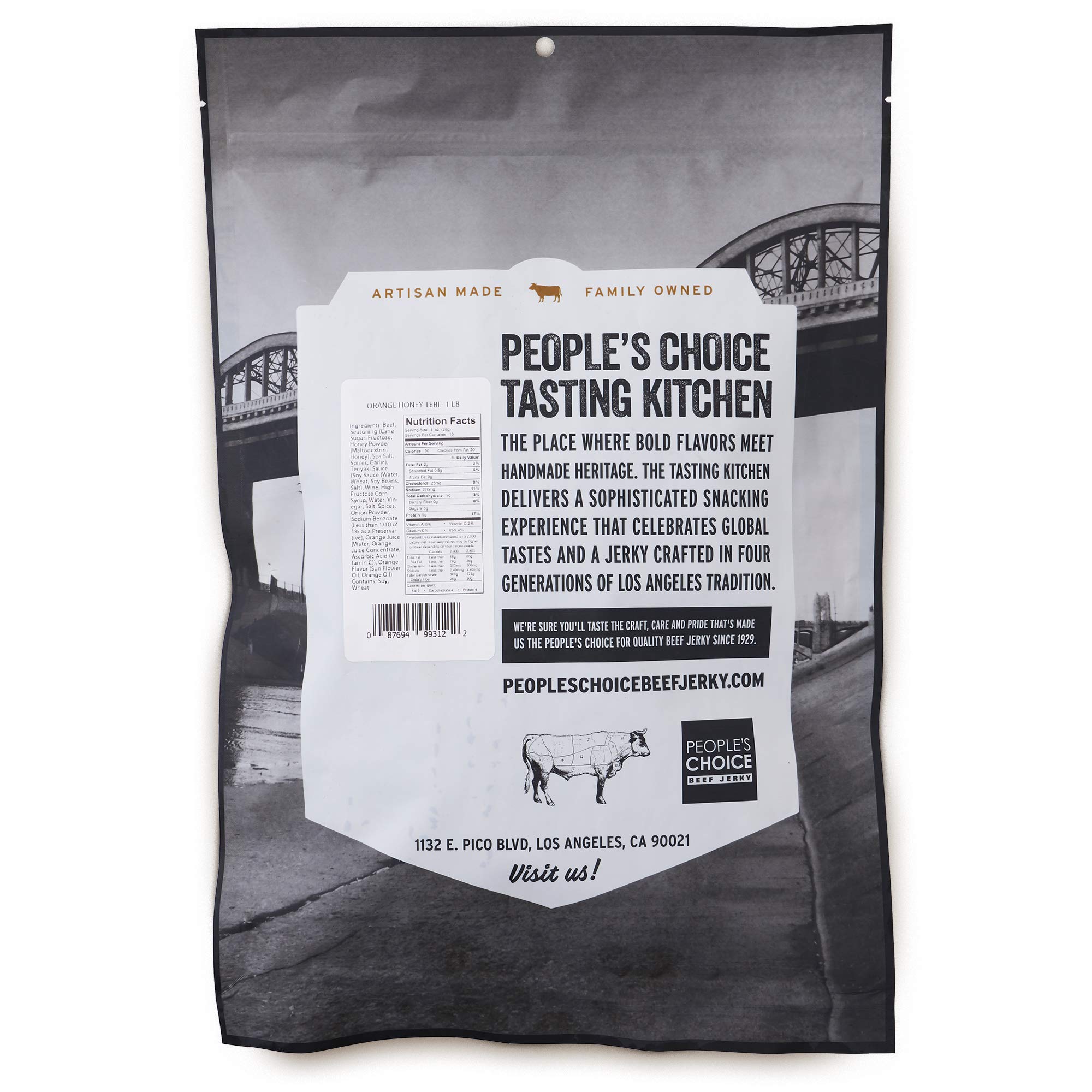 People's Choice Beef Jerky - Tasting Kitchen - Orange Honey Teriyaki - Camping Food, Backpacking Snacks, Road Trip Snacks - High Protein Low Sodium Healthy Snacks - 1 Pound, 16 oz - 1 Bag