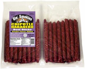 buffalo bills 2-lb chipotle habanero 5" ole' smokies saddlebag (50 twist-end beef sticks)