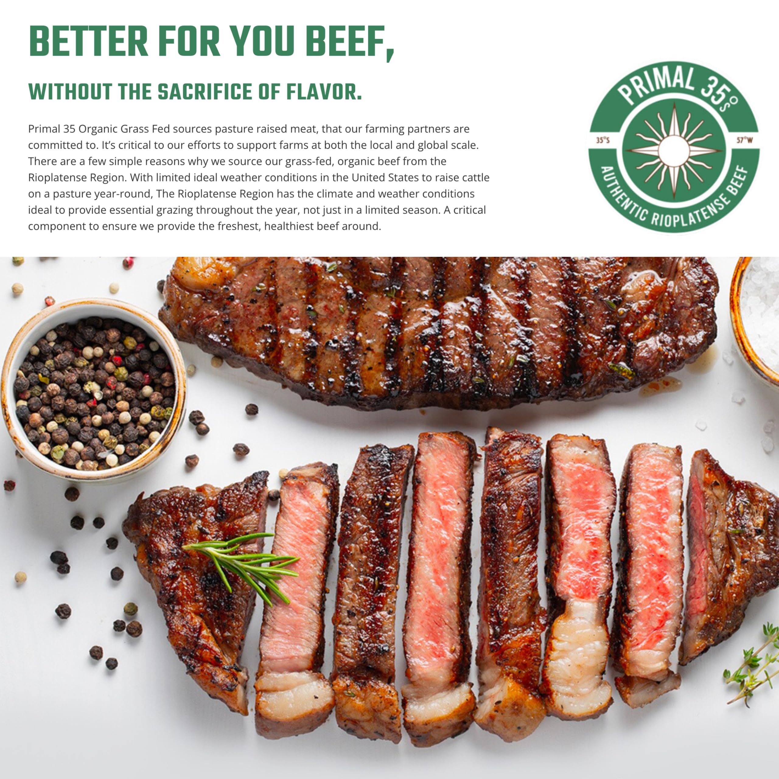 Primal 35 Organic Grass Fed Beef, Fillet Mignons, NY Strips, Angus Tenderloin, Steak, Tenderloins Tips, Ribeyes, High Protein Meals - Pasture-Raised, Hormone-Free, USDA Organic (Ultimate Grill Combo 6-Pack, NEW YORK STRIPS & RIBEYES)