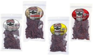 old trapper beef jerky peppered, old fashioned, teriyaki, hot & spicy 10 oz (4 variety pack)