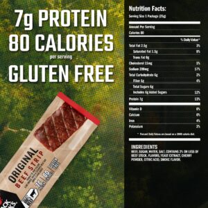 Jack Link's Beef Jerky Bars, Original - 7g of Protein and 80 Calories Per Bar, Made with Premium Beef, No added MSG - Keto Friendly and Gluten Free Snacks, 0.9 Ounce (Pack of 12)