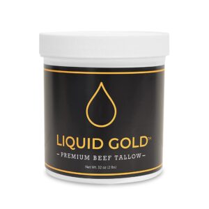 hrr enterprises inc.,liquid gold premium beef tallow - pure tallow rendered from beef fat - cooking oil with no preservatives - for deep frying,flavoring,grilling,roasting & candle-making - 32oz jar