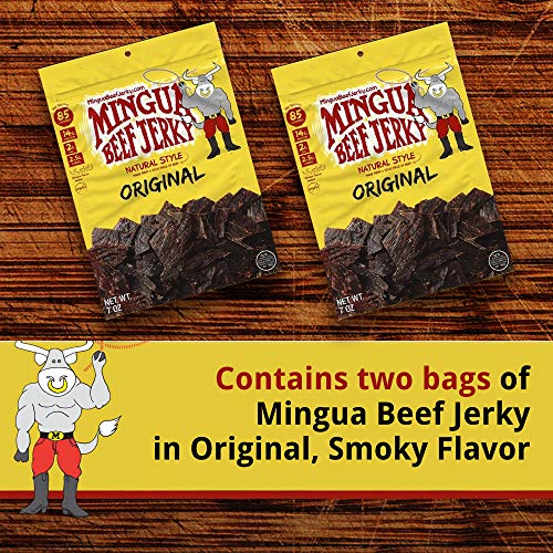 Mingua Beef Jerky in Original Flavor - Nitrite-Free Dried Meat - 100% US Beef (Two 3.5-Ounce Bags)