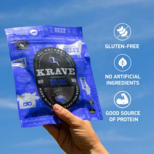 KRAVE All Natural Beef Jerky and Pork Jerky Variety Flavors - Protein Packed Snacks Roasted for Maximum Flavor - Gluten Free - 2.7 Ounce (Pack of 4)